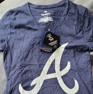 Fanatics Navy Blue Atlanta 'A' Logo V-Neck Tee